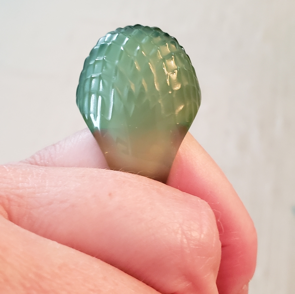 Lalique Green Crystal Oversized Ring Sz 7